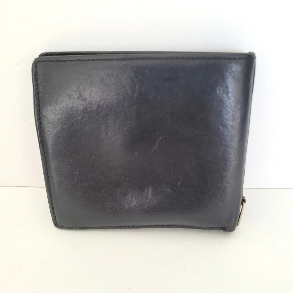Gucci Mens Black Leather Bifold Wallet Silver Logo Tab 034-3761-1082 Made Italy